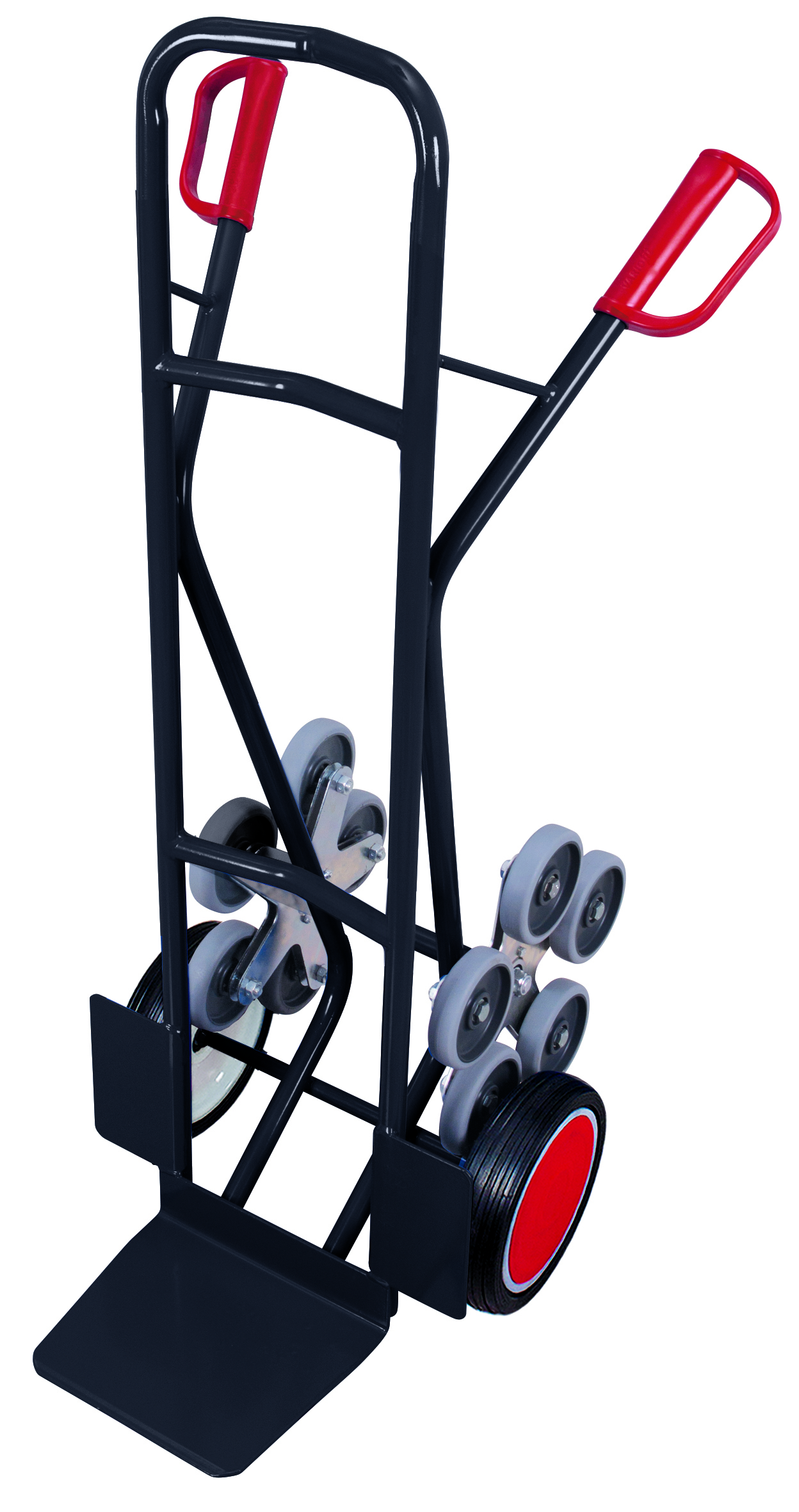 Diable escalier avec 2 roues en étoiles à 5 roulettes Diable escalier avec 2 roues en étoiles à 5 roulettes