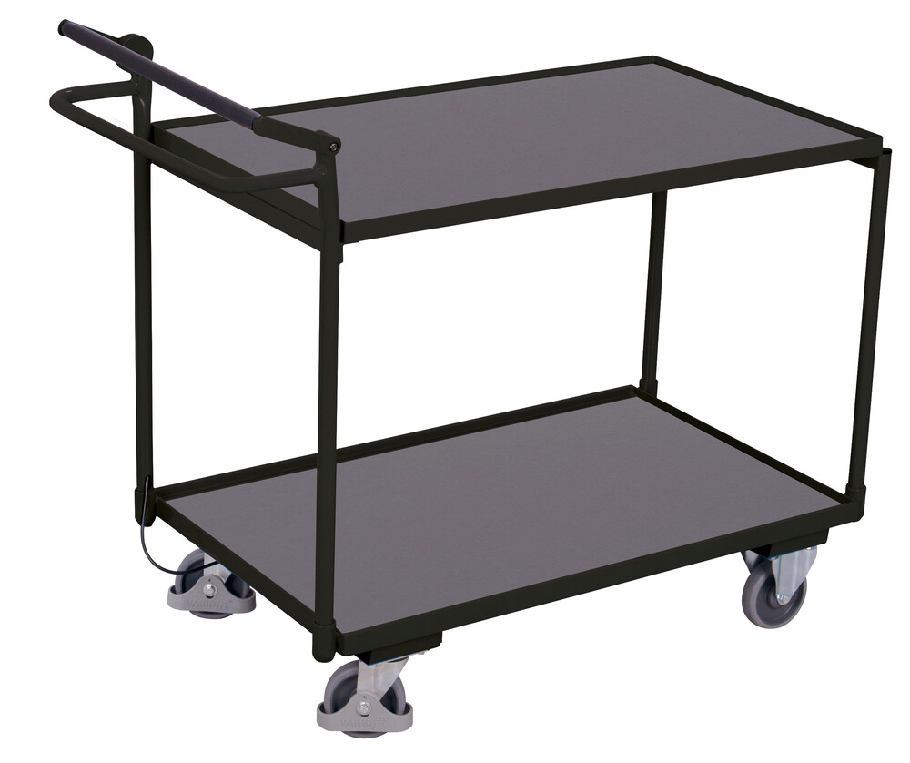 Table trolley with2 load surfaces and dead man’s brake Table trolley with2 load surfaces and dead man’s brake