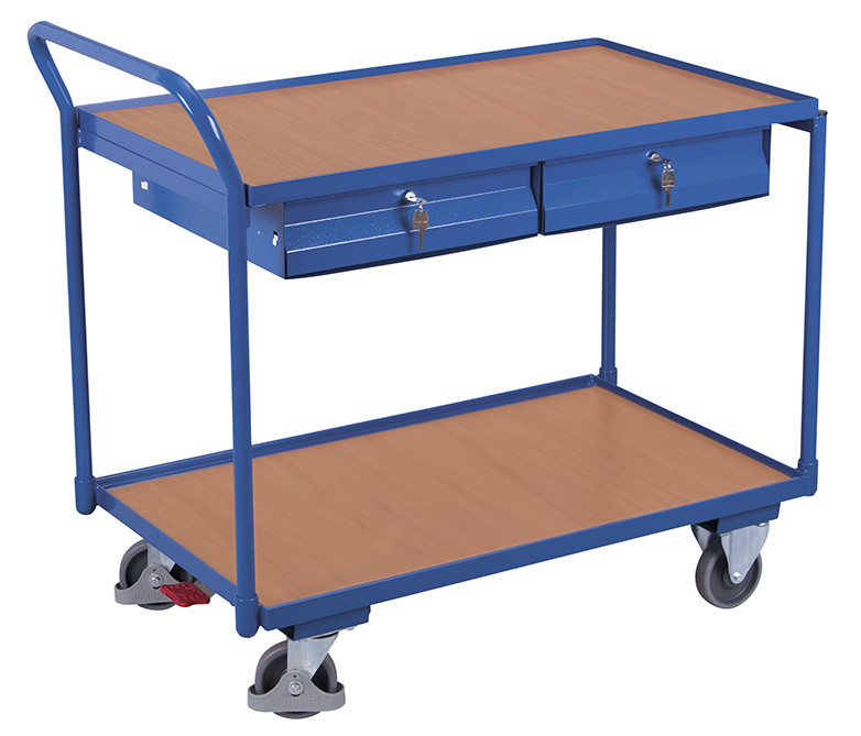 Table trolley with 2 load surfaces and 2 drawers Table trolley with 2 load surfaces and 2 drawers