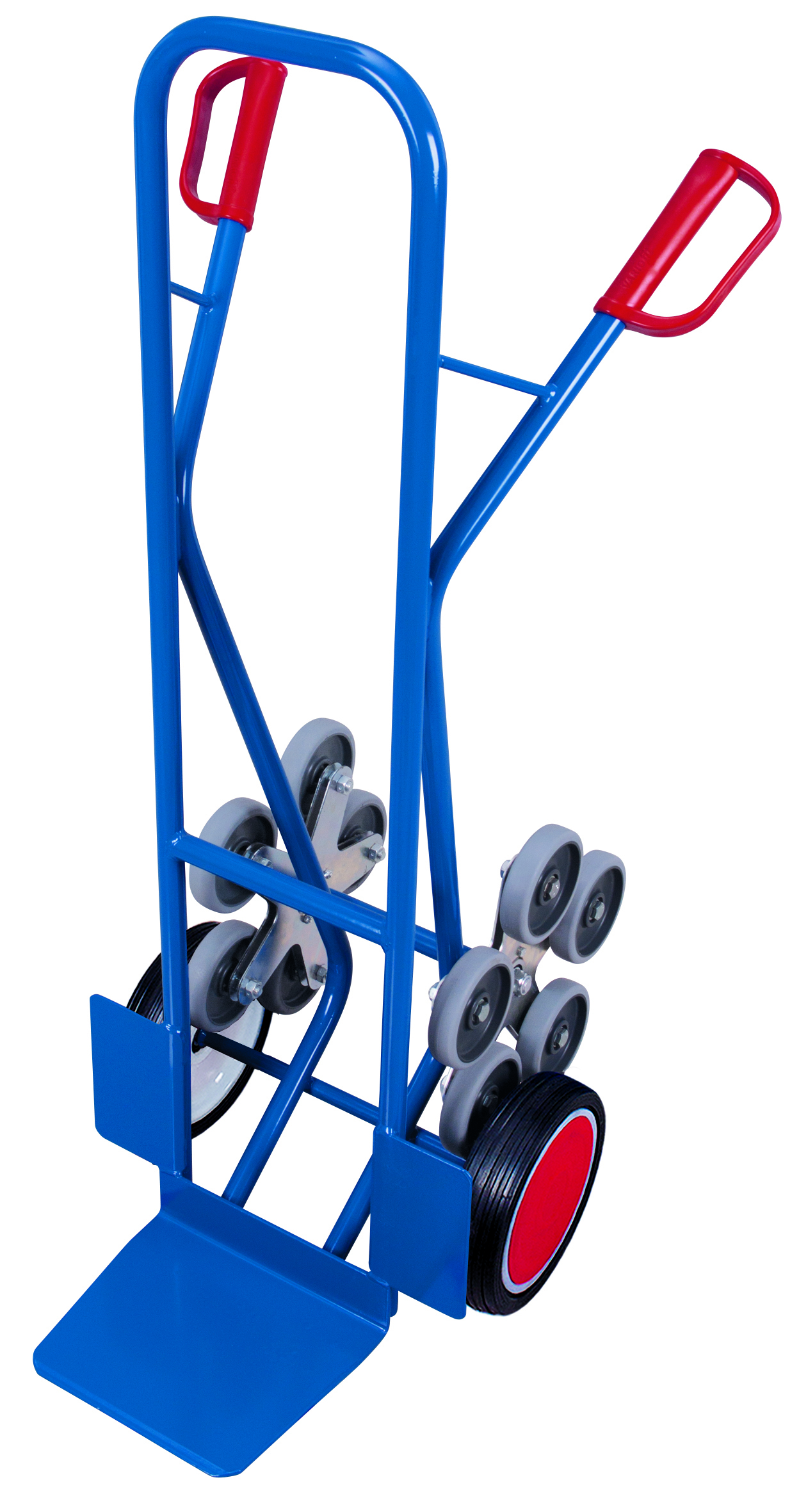 Diable escalier avec 2 roues en étoiles à 5 roulettes Diable escalier avec 2 roues en étoiles à 5 roulettes