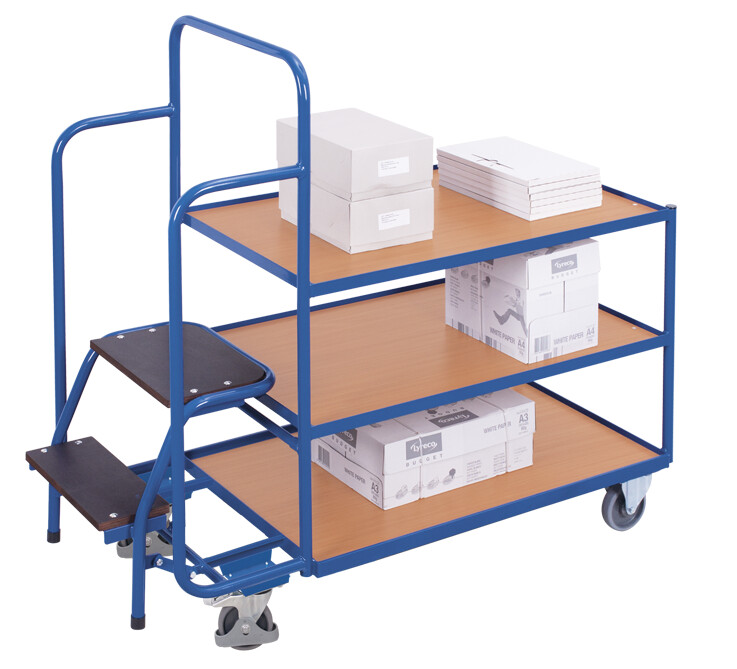 Order-picking trolley with 3 shelves, low Order-picking trolley with 3 shelves, low