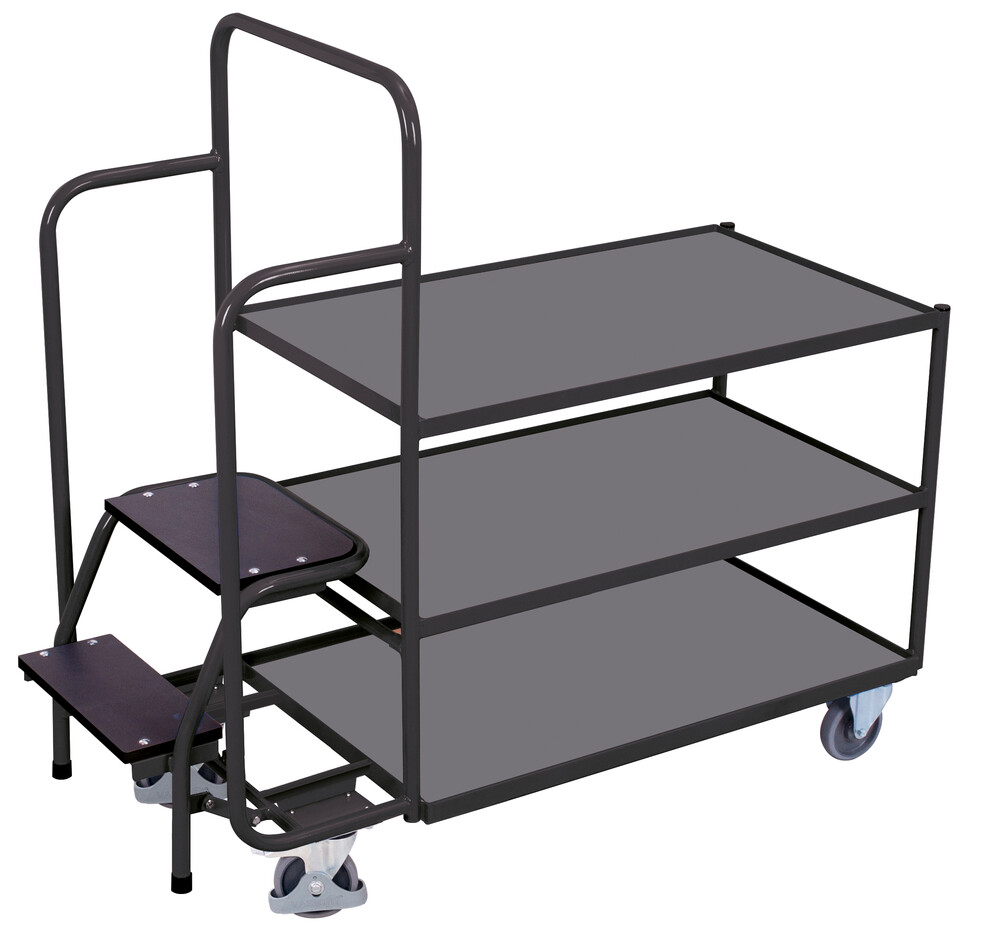Order-picking trolley with 3 shelves, low Order-picking trolley with 3 shelves, low