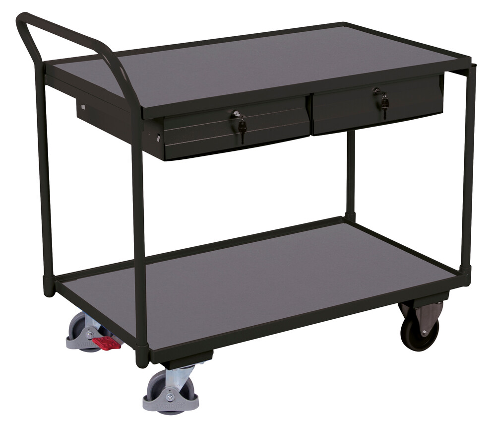 Table trolley with 2 load surfaces and 2 drawers