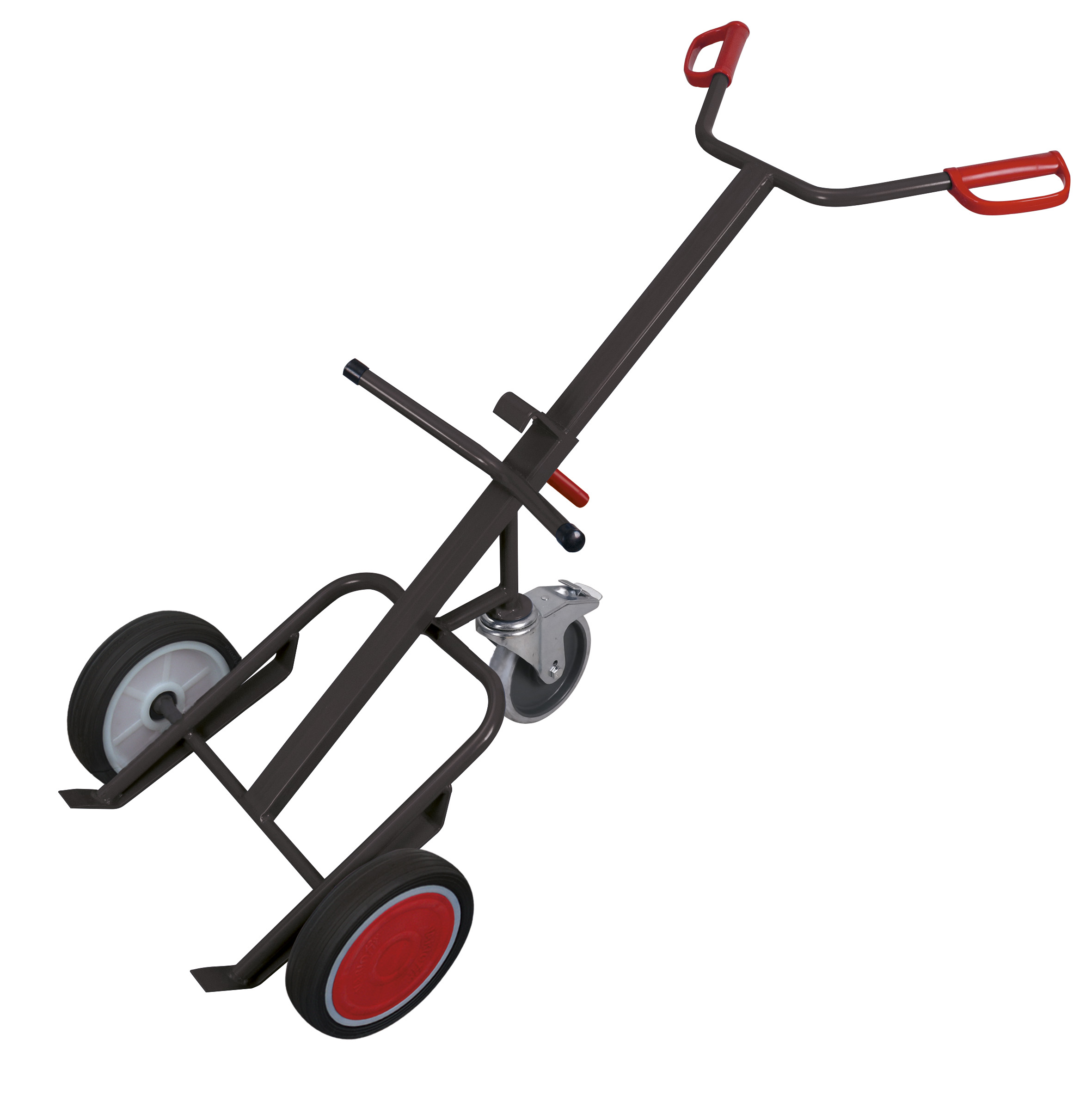 Drum truck with 1 supporting swivel castor with brake Drum truck with 1 supporting swivel castor with brake