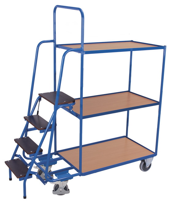 Order-picking trolley with 3 shelves, high Order-picking trolley with 3 shelves, high