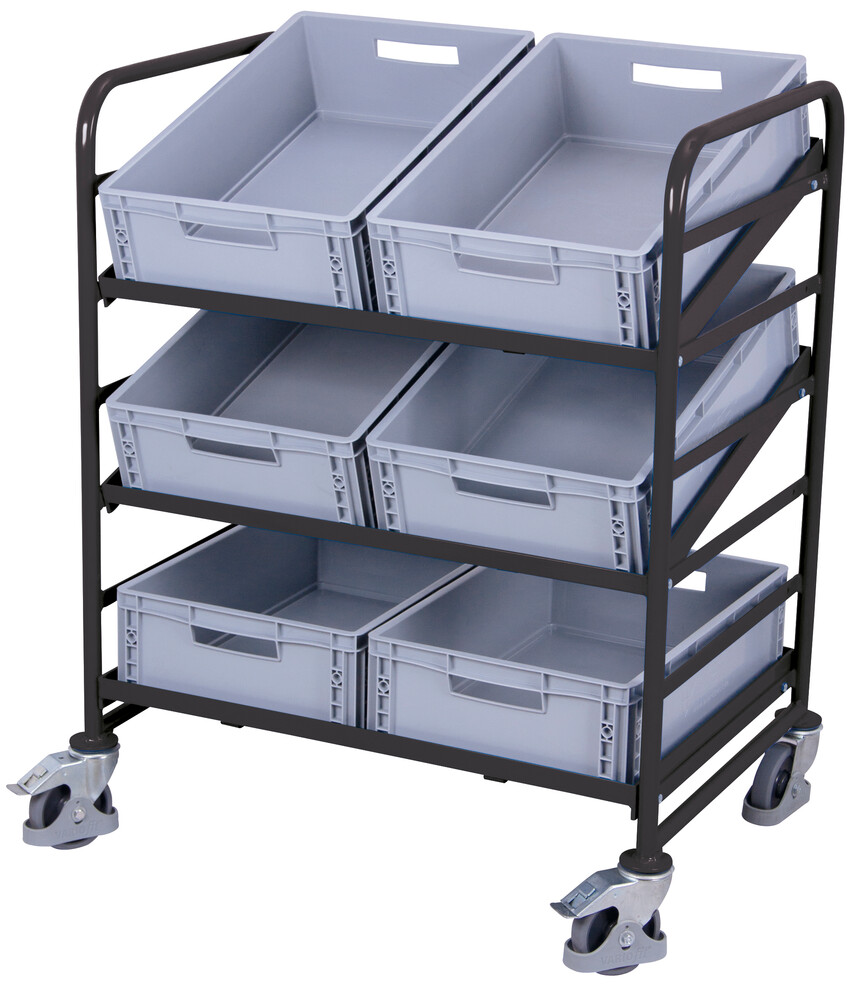 Eurokastenwagen mit 6 Kunststoffkisten Eurokastenwagen mit 6 Kunststoffkisten