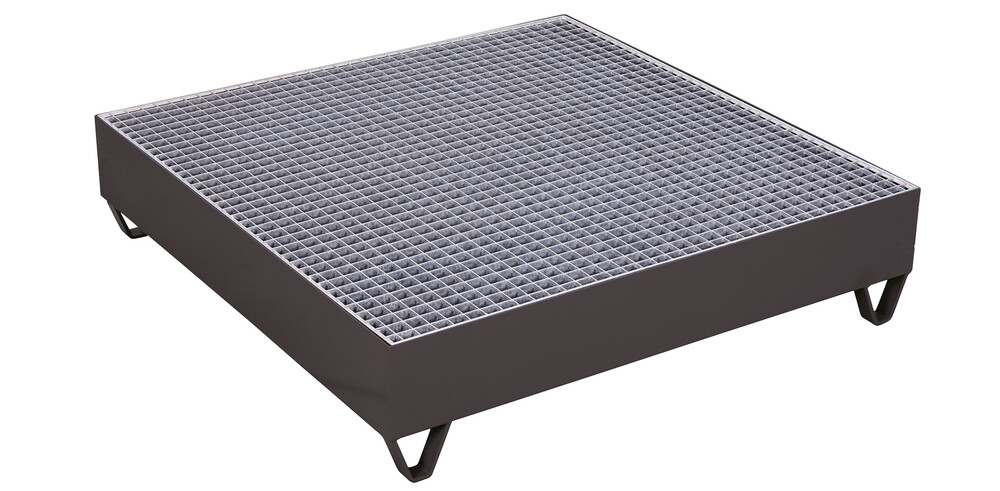 Drip tray with grating for 4 drums of 200 l capacity Drip tray with grating for 4 drums of 200 l capacity