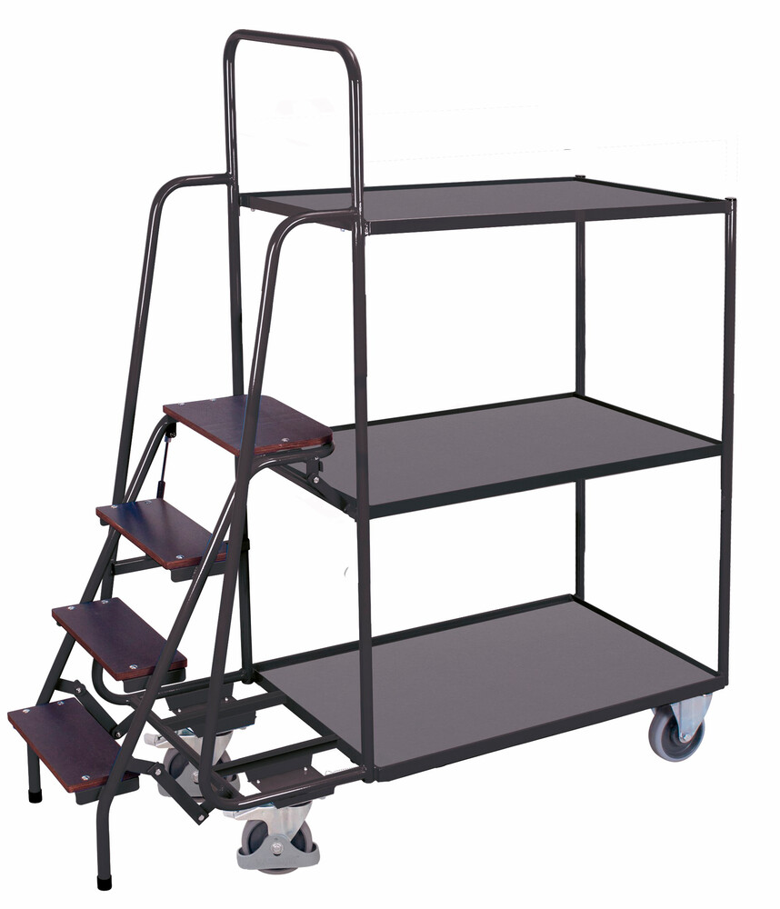 Order-picking trolley with 3 shelves, high Order-picking trolley with 3 shelves, high